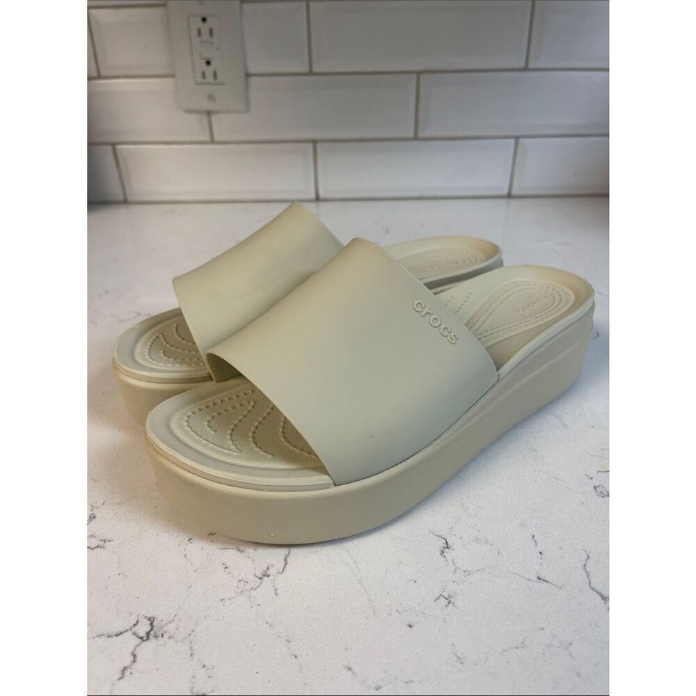 (Women) Crocs Brooklyn Slide 208728 Size 9 'White Beige' Worn Once